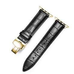 Dây Apple Watch bằng da bò màu đen đủ cỡ từ 38-49mm