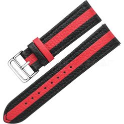 Dây da cho Apple Watch màu đen sọc đỏ cao cấp