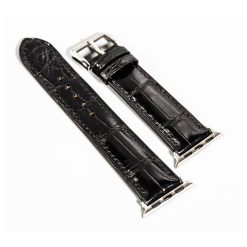 Dây Apple Watch da cá sấu cao cấp màu đen cao cấp