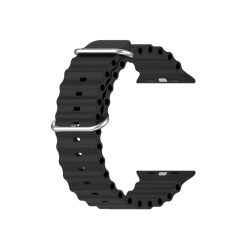 Dây đồng hồ Silicone khóa cài cho Apple Watch màu đen