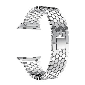 Dây Apple Watch bằng thép màu bạc thiết kế tổ ong đẹp và cá tính