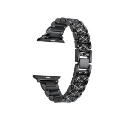 Dây đeo Apple Watch bằng thép đính đá màu đen