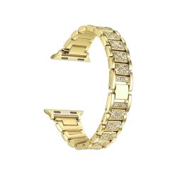 Dây đeo Apple Watch bằng thép đính đá màu vàng