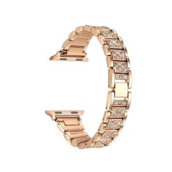 Dây đeo Apple Watch bằng thép đính đá màu vàng hồng