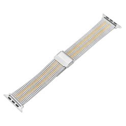 Dây Apple Watch Bracelet Bằng Thép Không Gỉ 316L Màu Bạc Kẻ Vàng Hồng