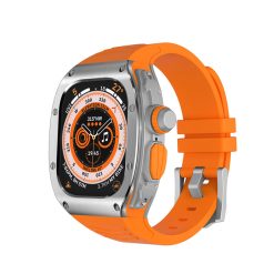 Set case Titan + dây Silicon cao cấp cho Apple Watch Ultra 49mm (màu cam)