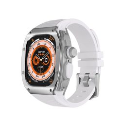 Set case Titan + dây Silicon cao cấp cho Apple Watch Ultra 49mm (màu trắng)