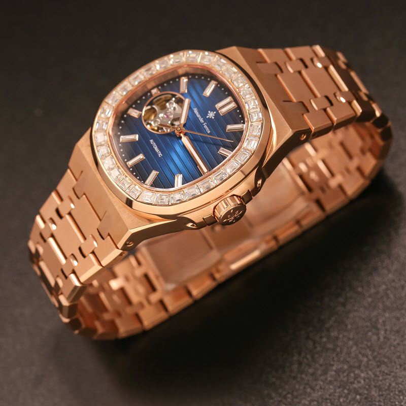 Đồng Hồ Nam Alexander Ferros 6091R/05 Xanh Navy Viền Đá Lộ Cơ - Ảnh 9