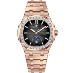 Đồng Hồ Nam Alexander Ferros 6111R/01 Automatic 42.5mm Đen - Vàng Hồng